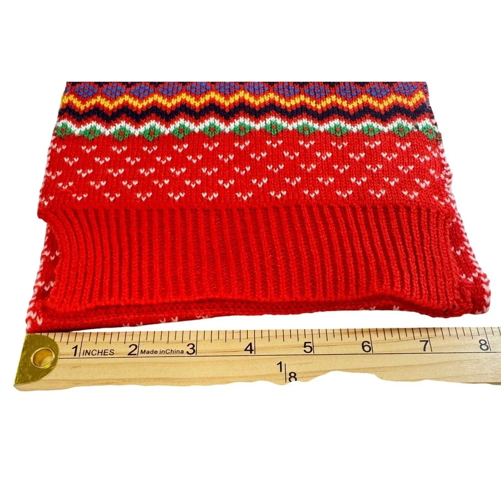 Cupcake One Size Red HO HO HO Christmas Sweater scarf Fair aisle Acrylic Holiday
